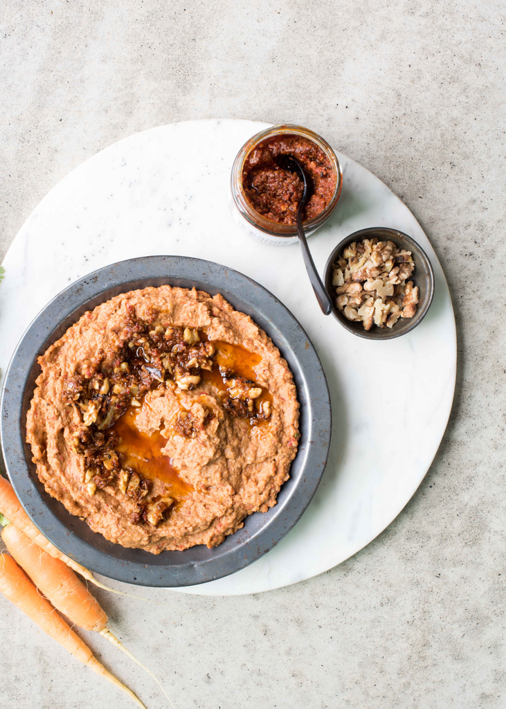 Roasted carrot dip with dukkah